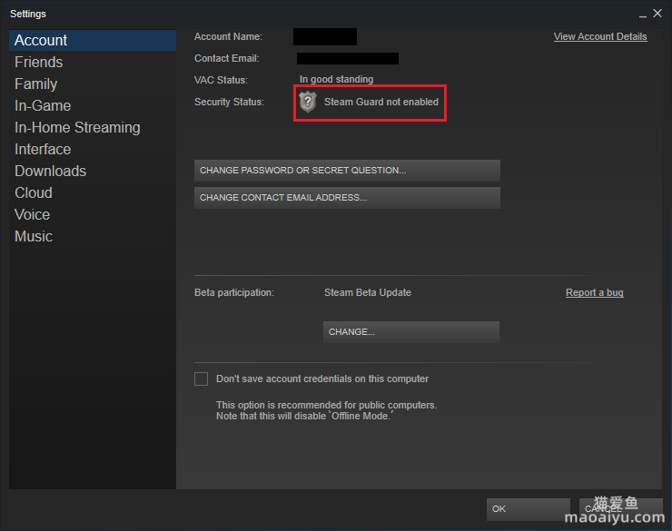 《绝地求生PUBG》为什么Steam令牌的按钮消失的同时Steam会提示“Steam令牌未启用”？-猫咪网络