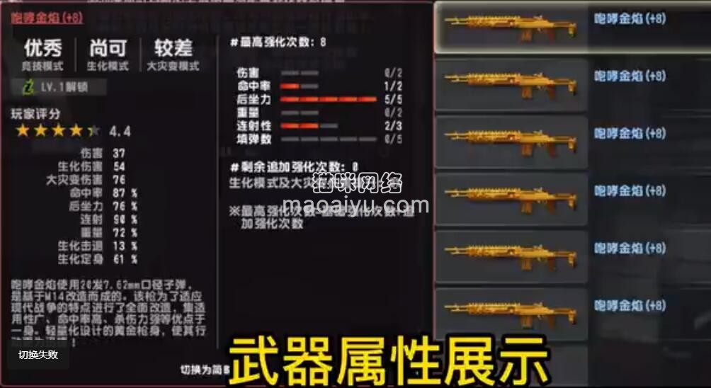 《CSOL》+8咆哮金焰1命中5后座2连射属性评测-猫咪网络
