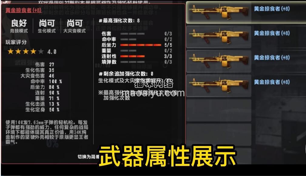 《CSOL》+8黄金掠食者5后座3连射属性评测-猫咪网络