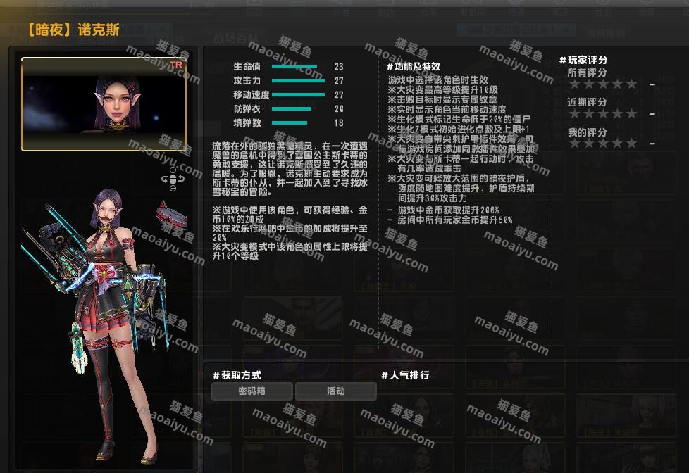 CSOL【暗夜】诺克斯人物属性性能评测-猫咪网络